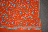Embroidered fine wool rust stole 28x80 inch