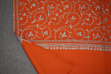 Embroidered fine wool rust stole 28x80 inch