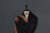 Embroidered fine wool stole 28x80 inch
