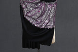 Pashmina Hand embroidered paldar black shawl 40"x80"