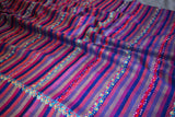 hand Embroidered womens purple stripe shawl 40"x80"