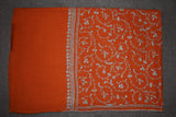 Embroidered fine wool rust stole 28x80 inch
