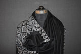 Pashmina Hand embroidered black noor shawl 40"x80"