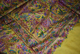 hand embroidered pashmina yellow jammawar shawl 40X80 inch
