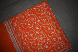 Embroidered fine wool rust stole 28x80 inch