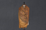 Pashmina kalamkari hand Embroidered shawl mustard 45x90 inch