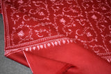 Embroidered fine wool stole 28x80 inch