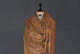 Pashmina kalamkari hand Embroidered shawl mustard 45x90 inch