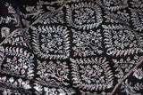 Pashmina Hand embroidered black noor shawl 40"x80"