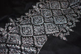 Pashmina Hand embroidered black noor shawl 40"x80"