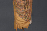 Pashmina kalamkari hand Embroidered shawl mustard 45x90 inch
