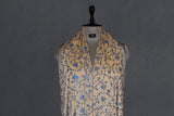 cashmere embroidered fine wool stole peach 28x80 inch