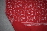 Embroidered fine wool maroon stole 28x80 inch