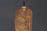 Pashmina kalamkari hand Embroidered shawl mustard 45x90 inch