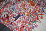 Pashmina hand embroidered shawl birds of paradise 40x80 inch