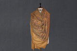 Pashmina kalamkari hand Embroidered shawl mustard 45x90 inch