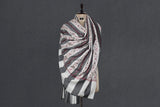 Fine wool Embroidered stripe shawl 40"x80"