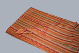 hand Embroidered womens rust stripe shawl 40"x80"