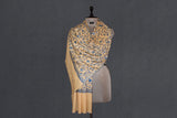 cashmere embroidered fine wool stole peach 28x80 inch