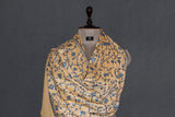 cashmere embroidered fine wool stole peach 28x80 inch