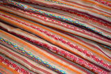 hand Embroidered womens rust stripe shawl 40"x80"