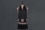 Embroidered fine wool stole 28x80 inch