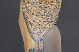 cashmere embroidered fine wool stole peach 28x80 inch