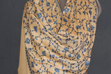 cashmere embroidered fine wool stole peach 28x80 inch