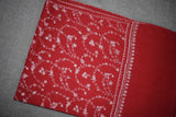 Embroidered fine wool maroon stole 28x80 inch