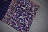 Embroidered pashmina blue jall shawl 40X80 inch