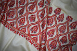 Cashmere hand embroidered white shawl 40X80 inch