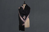 Embroidered fine wool stole 28x80 inch