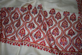 Cashmere hand embroidered white shawl 40X80 inch