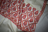 Cashmere hand embroidered white shawl 40X80 inch