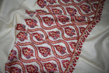 Cashmere hand embroidered white shawl 40X80 inch
