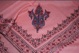 Embroidered fine wool stole 28x80 inch