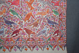 Pashmina hand embroidered shawl birds of paradise 40x80 inch