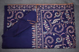 Embroidered pashmina blue jall shawl 40X80 inch