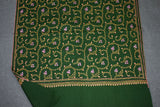 Embroidered fine wool green stole 28x80 inch