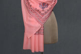 Embroidered fine wool stole 28x80 inch