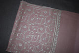 Embroidered fine wool stole 28x80 inch