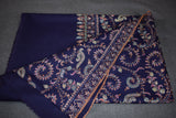 Embroidered pashmina blue jall shawl 40X80 inch