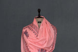 Embroidered fine wool stole 28x80 inch