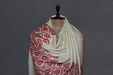 Cashmere hand embroidered white shawl 40X80 inch