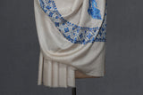 hand embroidered beige shawl fine wool 40x80 inch
