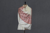 Cashmere hand embroidered white shawl 40X80 inch