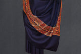 Fine wool Embroidered blue shawl 40"x80"