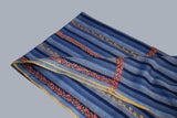 hand Embroidered womens blue stripe shawl 40"x80"