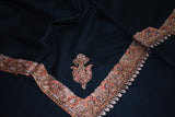 hand embroidered black shawl fine wool 40x80 inch