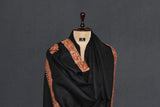 hand embroidered black shawl fine wool 40x80 inch